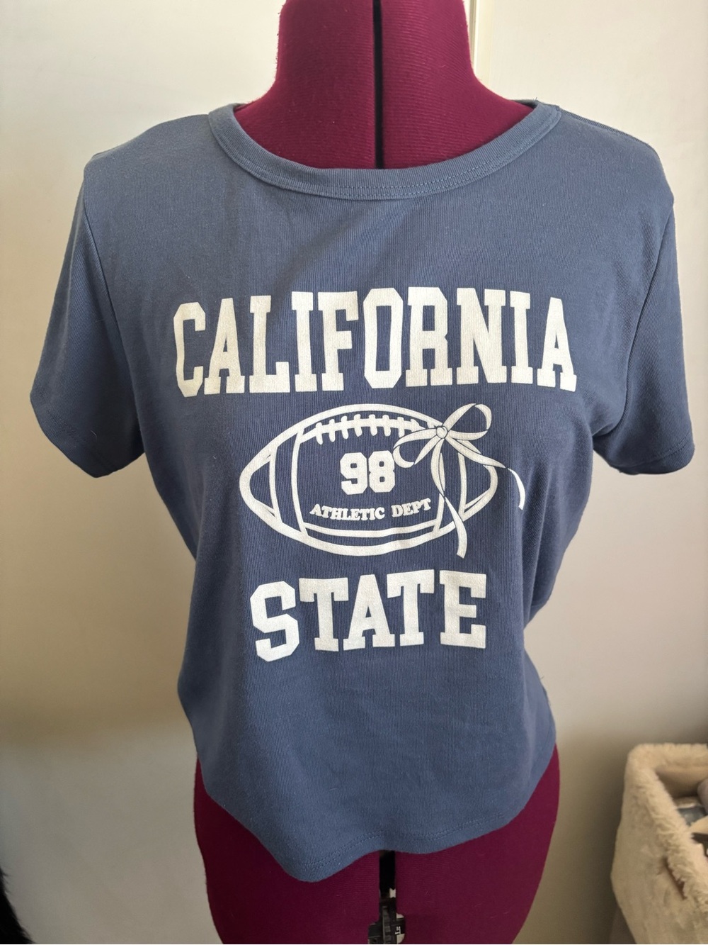 Excellent condition Social Scene California State Tee - Blue with White Print